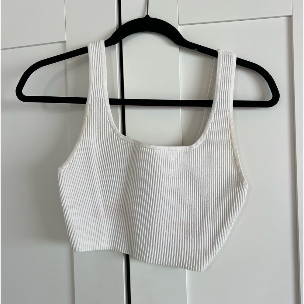 White Babaton Crop Top Ribbed